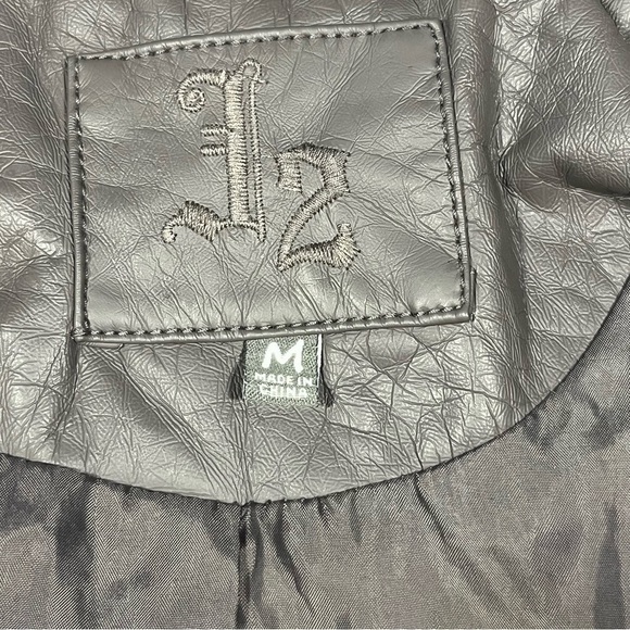 J2 Gray Faux Leather Zip Bomber Jacket Medium - Picture 7 of 14